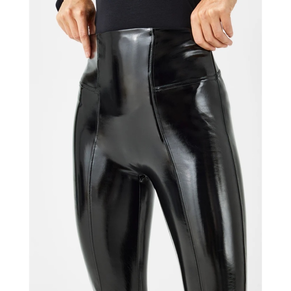SPANX Faux Patent Leather Leggings Black NEW - Picture 3 of 15